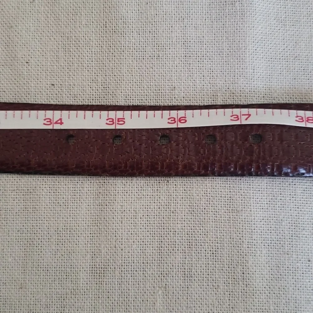 Trafalgar Belt Mens 36 TX Brown Snakeakin Embossed Leather Metal Trim Western